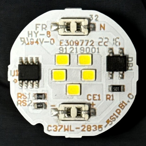 [C37WL-2835-5S1PB1.0 E309772 912190001 HY-8 2216] LED Board (Mains) — 5W, Ø31mm, Cool White, 2835