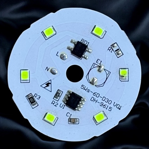 [5Ws-6D-D30-V01 DH-9615] بورده 5 وات علي التيار IC مدوره  45.6 اخضر