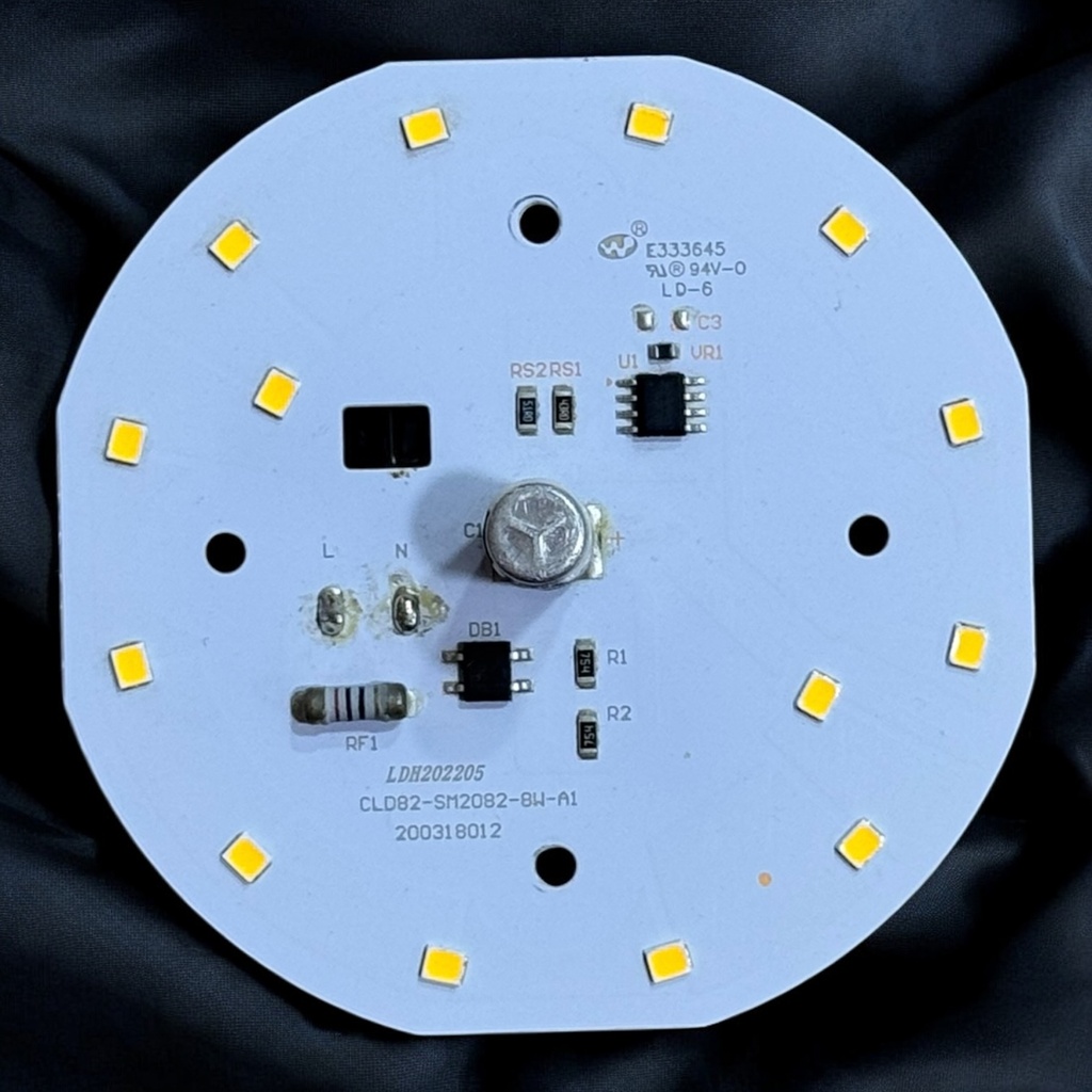 LED Board (Mains) — 8W, Ø82mm, Warm White