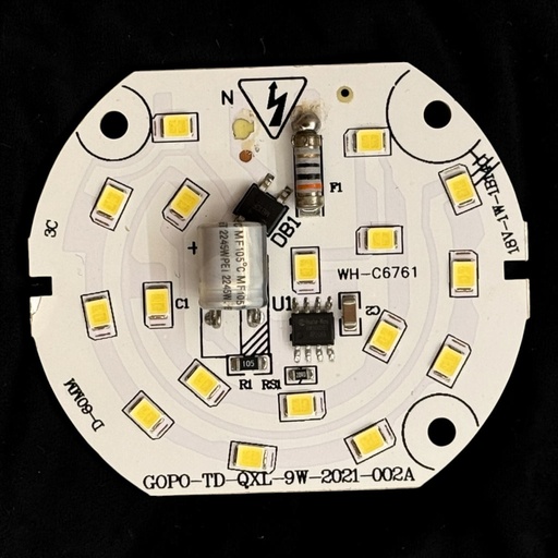 [GOPO-TD-QXL-9W-2021-002A D-60MM 18V-1W-1B14C] بورده 9 وات علي التيار مدوره  60 ابيض