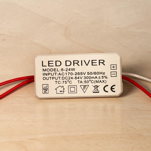 [LED DRIVER MODEL:8-24W
INPUT:AC170-265V 50/60Hz
OUTPUT:DC24-84V 300mA+5%
TC:75°C TA:50°C(MAX)
بدون سوكت] LED Driver (Plastic Case) — 8-24W, 300mA (D1071)